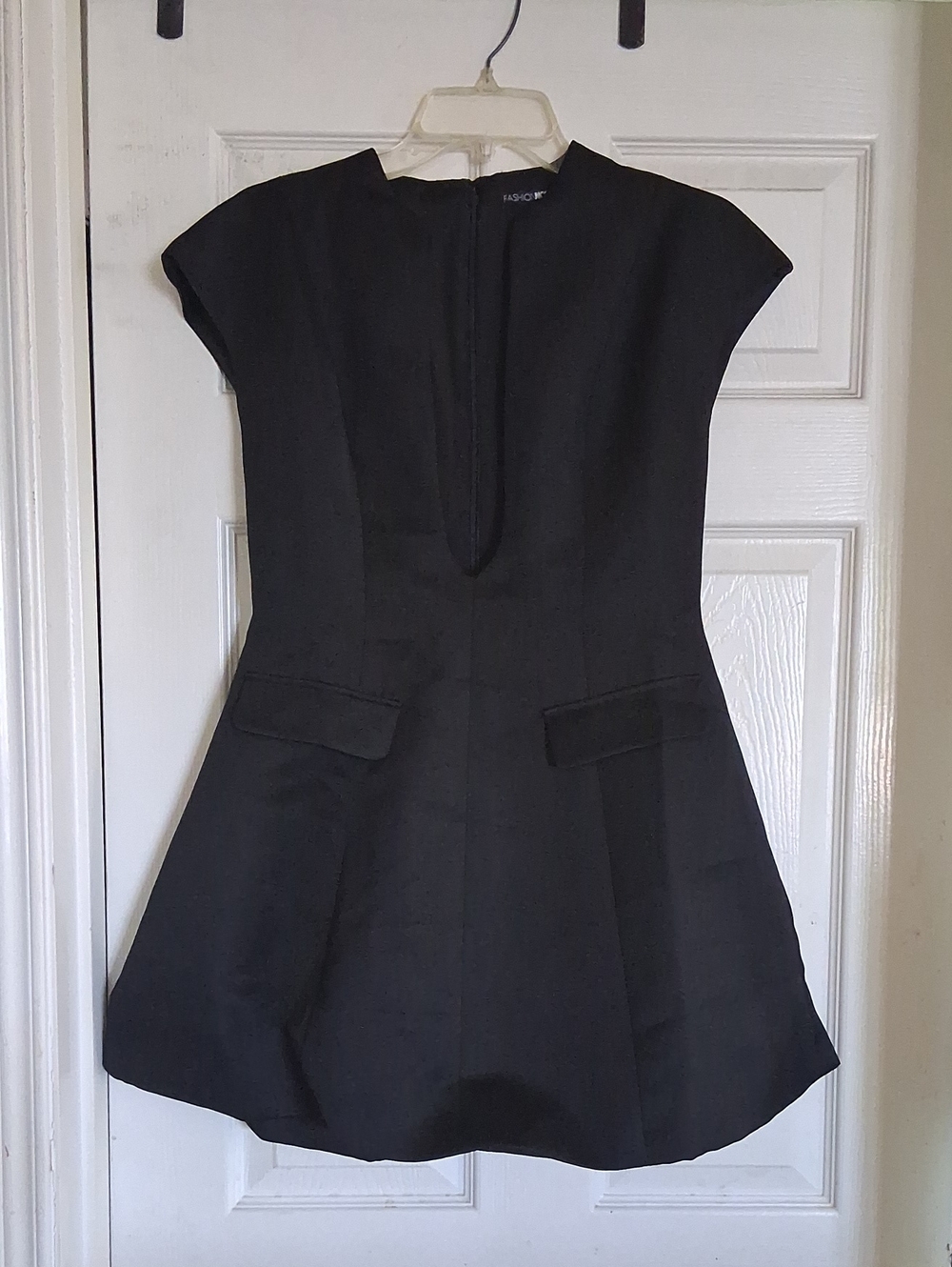 Black Cap-Sleeve Fit & Flare Mini Dress